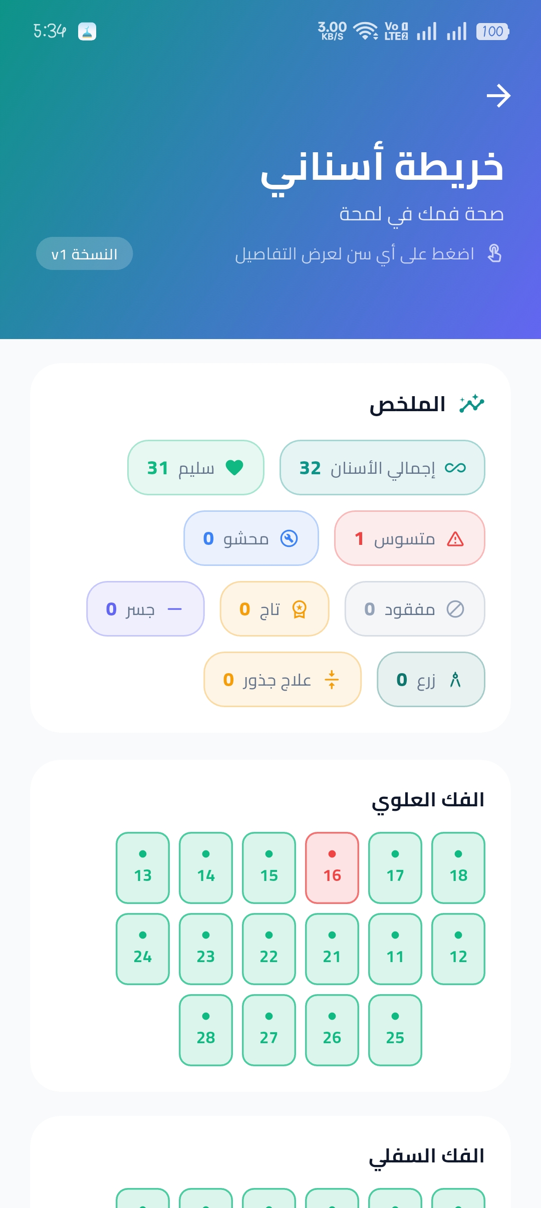 مخطط الأسنان التفاعلي